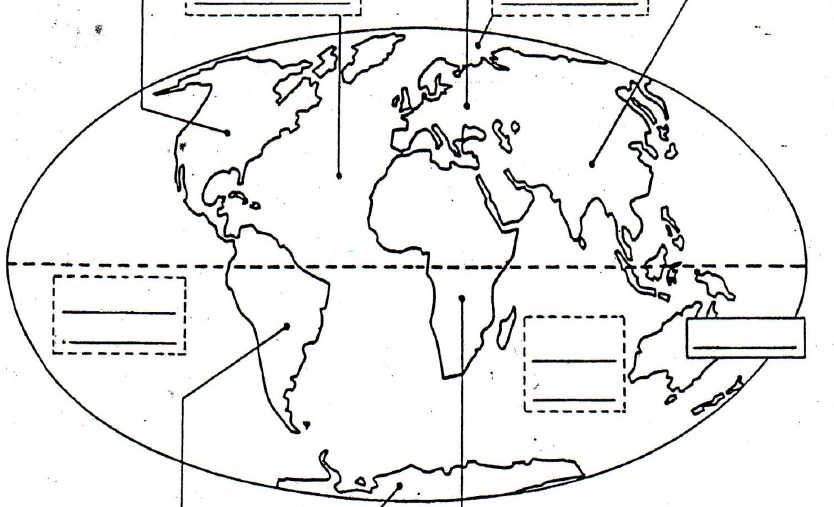 image Situer sur un planisphère les continents et les océans