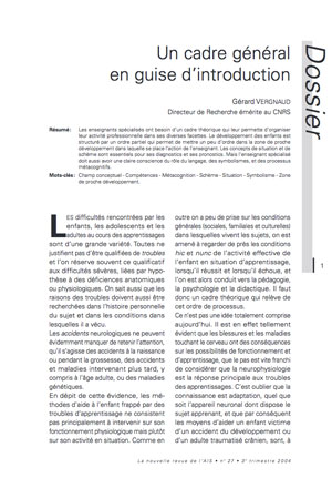 Couverture de l'article "Un cadre général en guise d’introduction" de Gérard Vergnaud