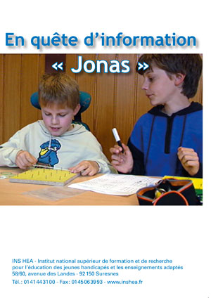 Jaquette du film "Enfants malades. En quête d'informations : Jonas" illustrée d'une photo de deux élèves.