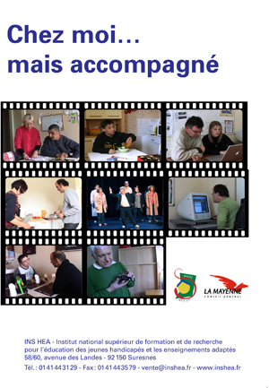 Jaquette du film "Chez moi… mais accompagné", illustrée par plusieurs photos de personnes en situation de handicap